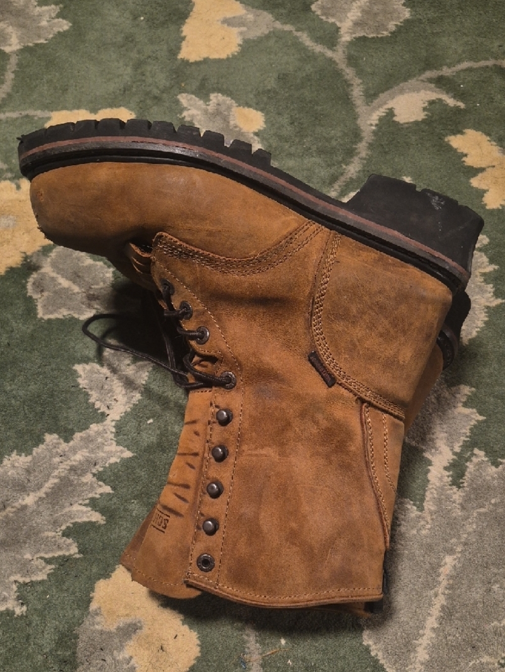 Men's Tan Leather Lace-Up Work Boots - Durable Outdoor Style - Picture 5 of 10